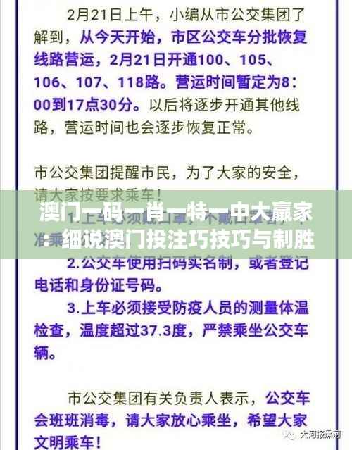 澳门一码一肖一特一中大羸家:细说澳门投注巧技巧与制胜之道